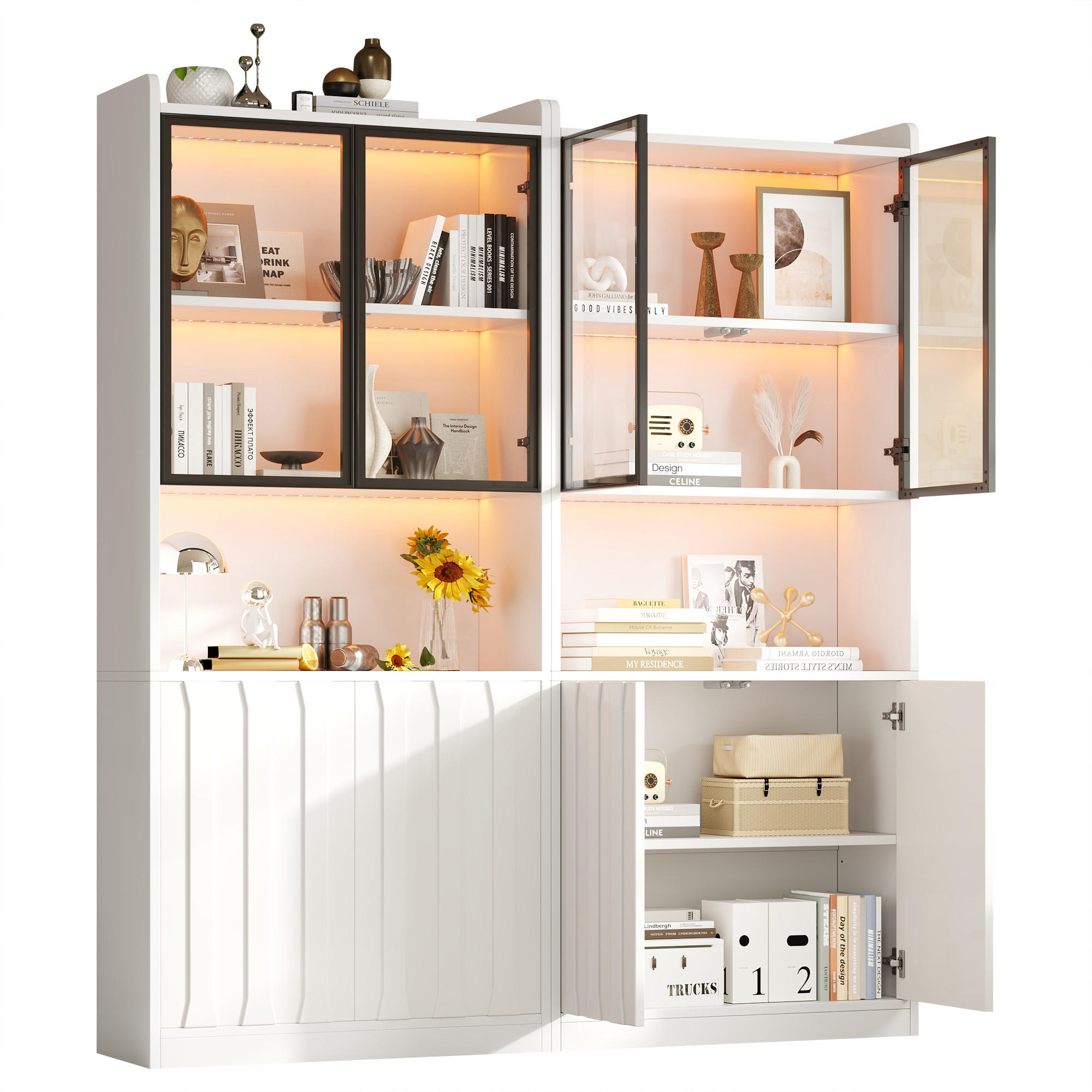 Chicfurn Vitrinenschrank Weiß 160x200x35 cm