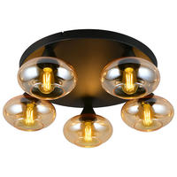 LED DECKENLEUCHTE DIVINA Glas Amber Schwarz - Schwarz, Glas (49/49/15cm)