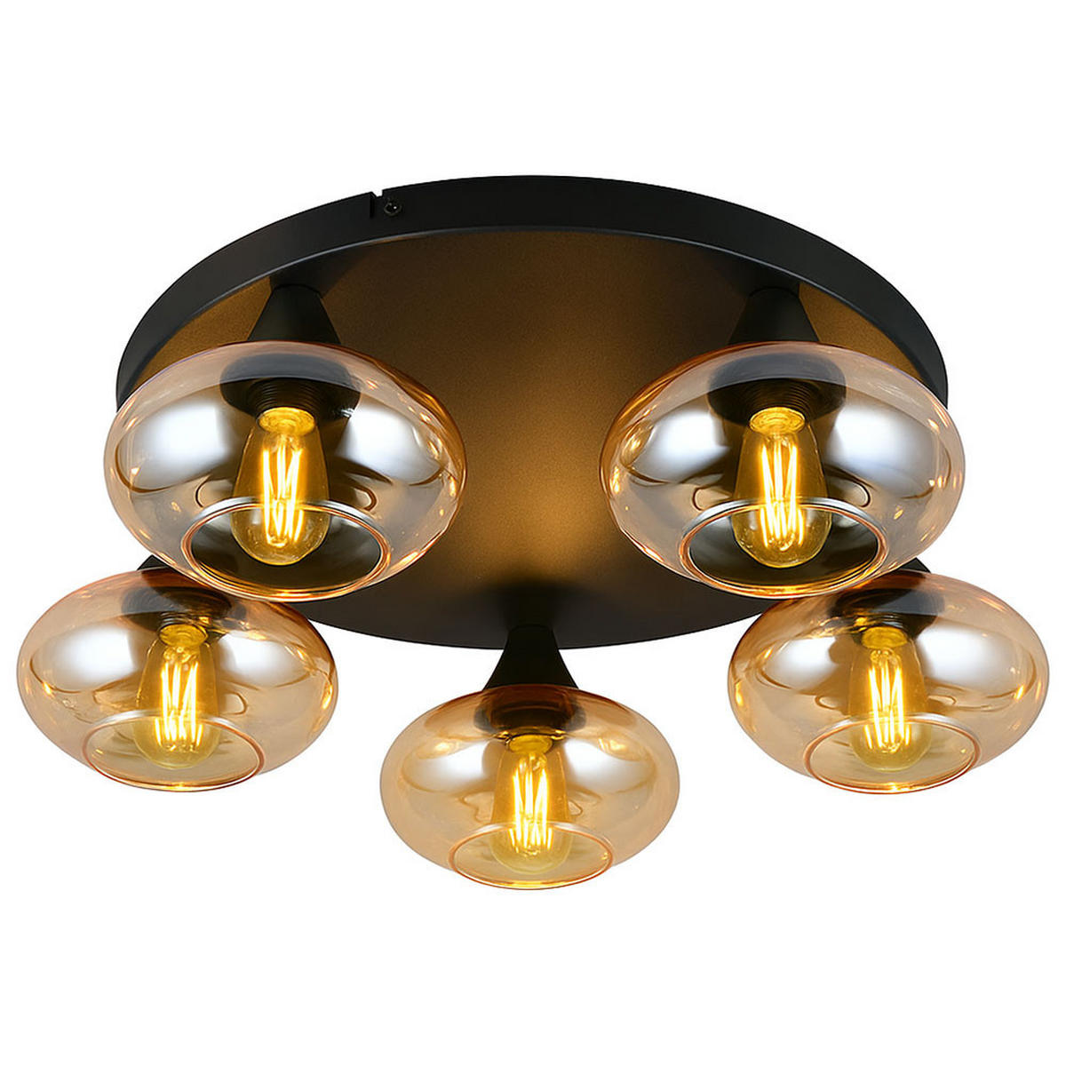 LED DECKENLEUCHTE DIVINA Glas Amber Schwarz - Schwarz, Glas (49/49/15cm)