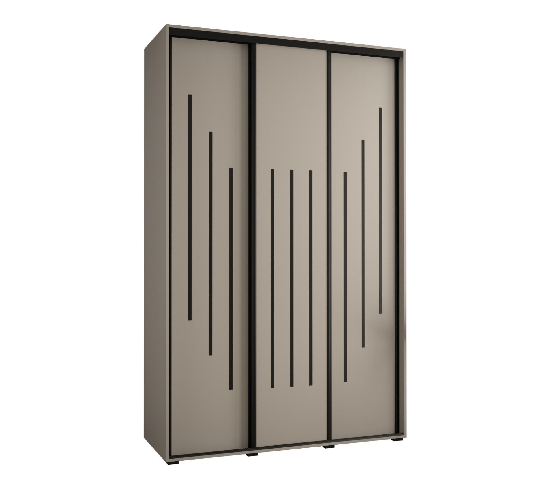 SCHWEBETÜRENSCHRANK 235,2/160/60 3-türig - Kaschmir/Schwarz, Holz/Metall (160/235.2/60cm) - MÖBEL KRYSPOL