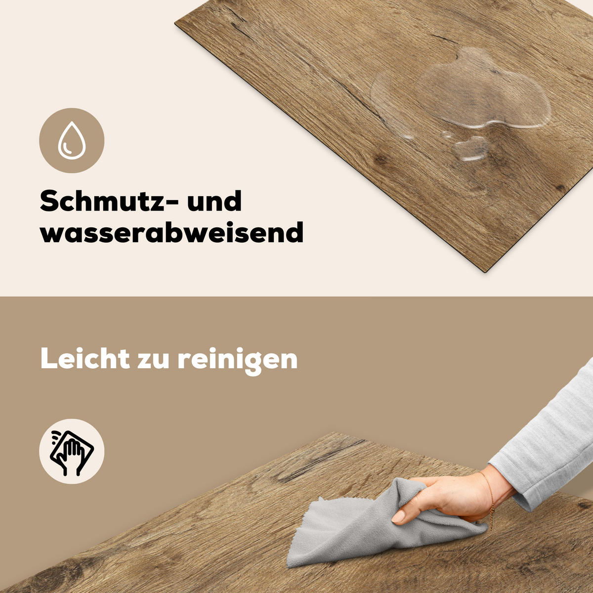 HERDABDECKPLATTE Holz - Braun - Holzoptik 76x51 cm - Eichefarben, Kunststoff (76/0.2/51.5cm) - MuchoWow
