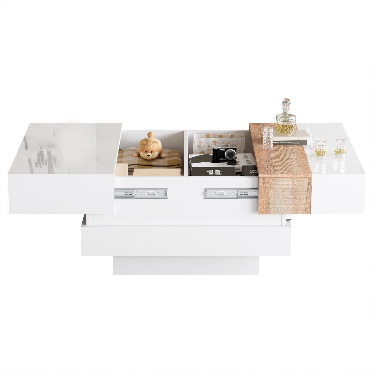 COUCHTISCH mit Hochglanz & Stauraum - Weiß, Holzwerkstoff (70/70/39cm) - Urban Meuble