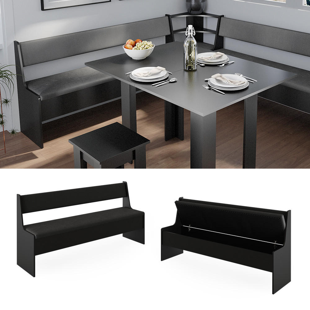 ESSZIMMER-BANK Roman Schwarz 166.6 x 41.5 cm - Schwarz, Holzwerkstoff (41.5/80/166.6cm) - Vicco