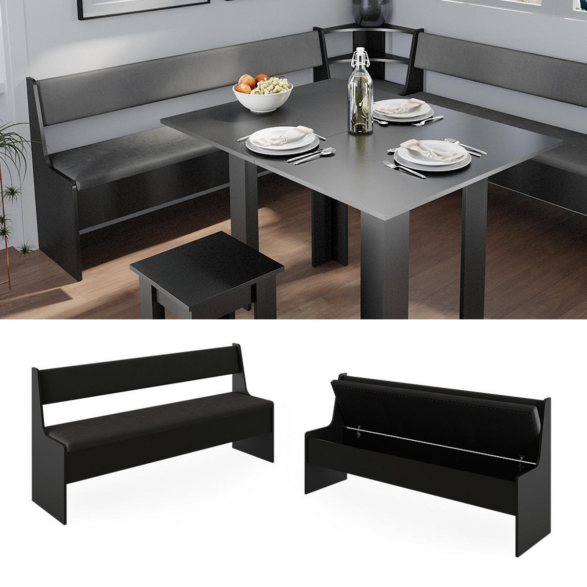 ESSZIMMER-BANK Roman Schwarz 166.6 x 41.5 cm - Schwarz, Holzwerkstoff (41.5/80/166.6cm) - Vicco