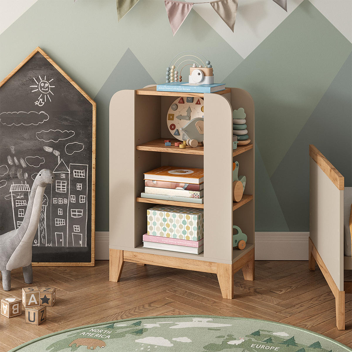 KINDERREGAL Malia Cashmere 60 x 88 cm mit 9 fächern - Kaschmir/Hellgrau, Holzwerkstoff (60/88/30cm) - VitaliSpa