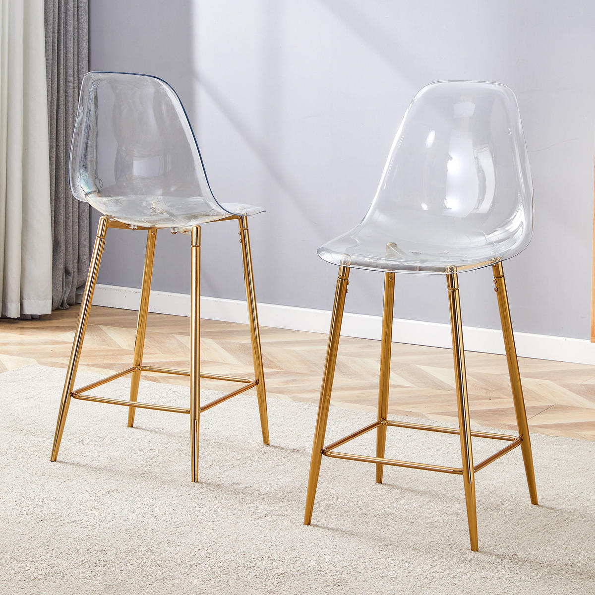 BARHOCKER DE-36603 2er Set mit transparenter Sitzschale Schwarz - Goldfarben, Kunststoff (45/102/51cm) - ComfortXL