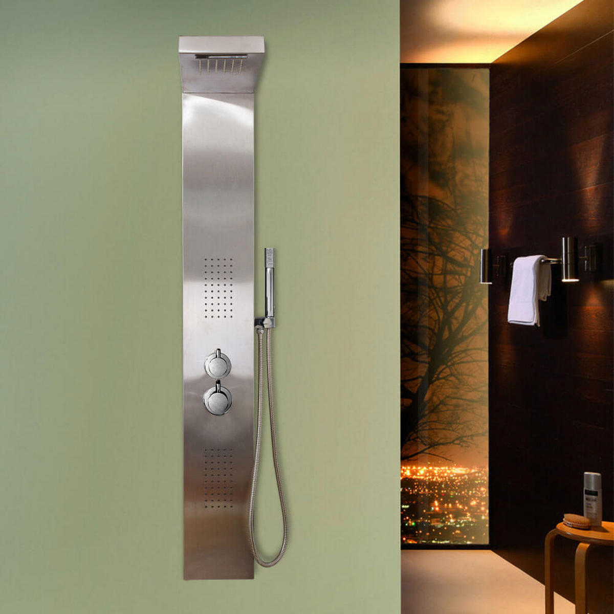 DUSCHPANEEL mit Regendusche CASCATA – Edelstahl - Edelstahlfarben, Metall (20/142/50.5cm) - Home Deluxe