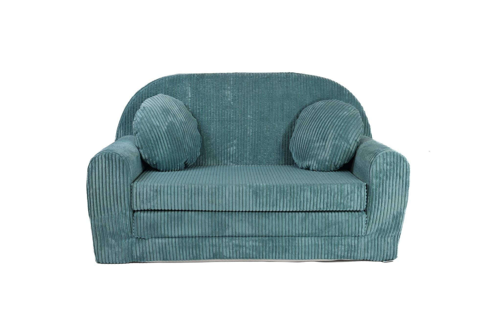 KINDERSOFA MIT VERLÄNGERUNG aus Kuschel-Cord in Türkis - Türkis, Textil (100/60/50cm) - Fortisline
