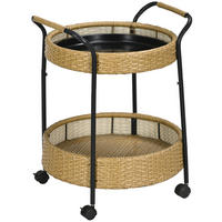 SERVIERWAGEN 50/50/66 cm mit 2 Ebenen und Rollen in Gelb - Gelb, Naturmaterialen (50/66/50cm) - BEAOK