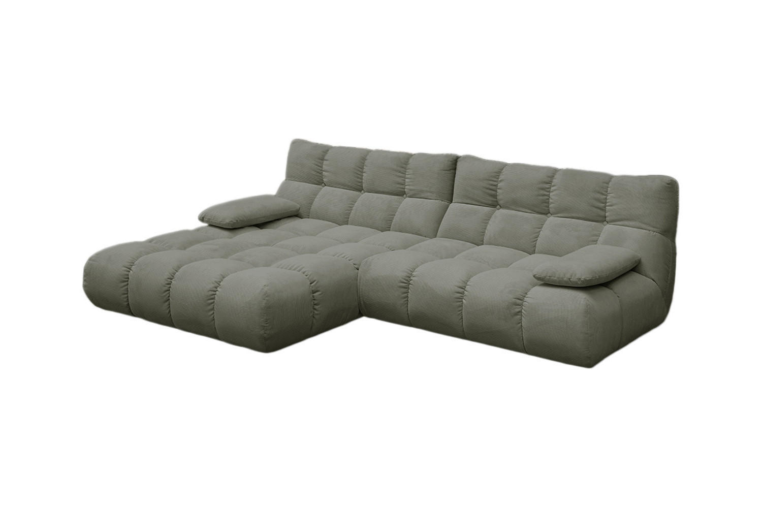 ECKSOFA VIVIEN Grün Cord - Schwarz/Olivgrün, Kunststoff/Textil (290/178cm) - KAWOLA