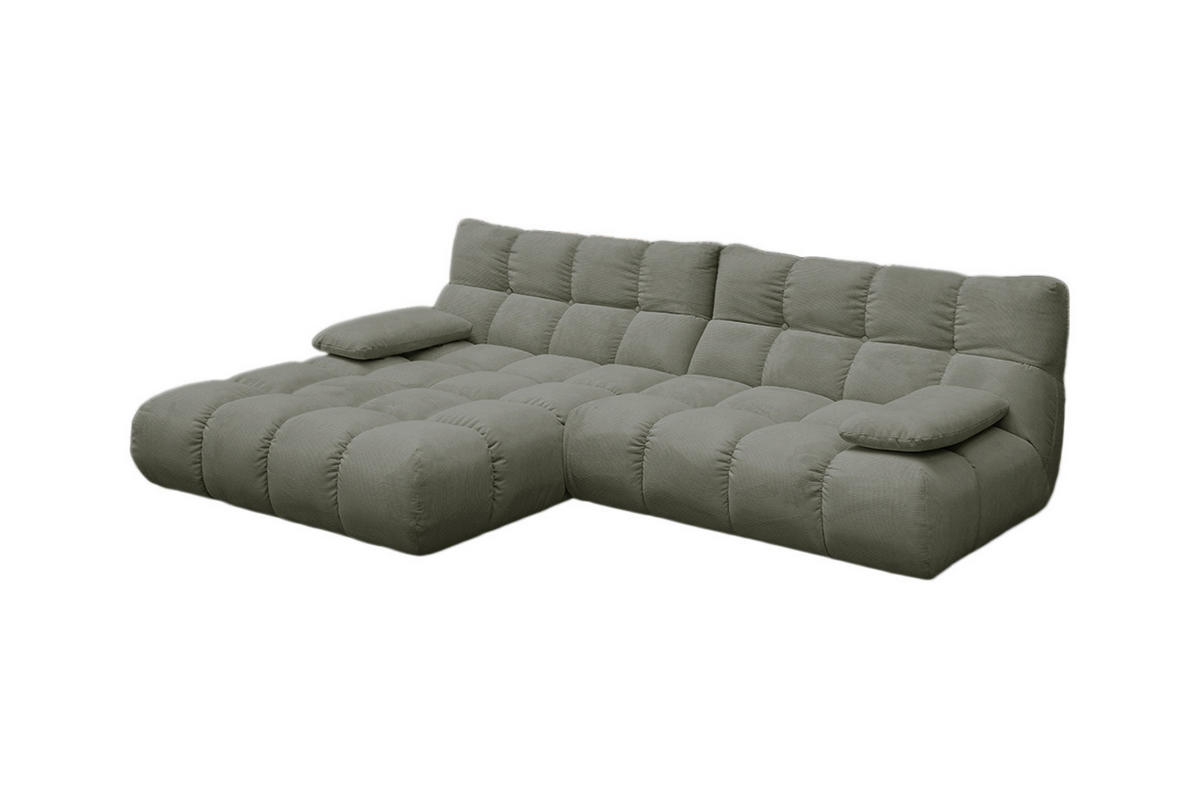 ECKSOFA VIVIEN Grün Cord - Schwarz/Olivgrün, Kunststoff/Textil (290/178cm) - KAWOLA
