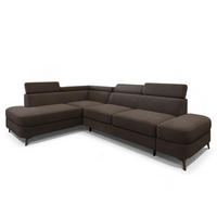 ROHOVÁ Sedačka AVISE MATT VELVET 29, Hnědá - černá/hnědá, kov/dřevo (195/268cm) - MASSENO