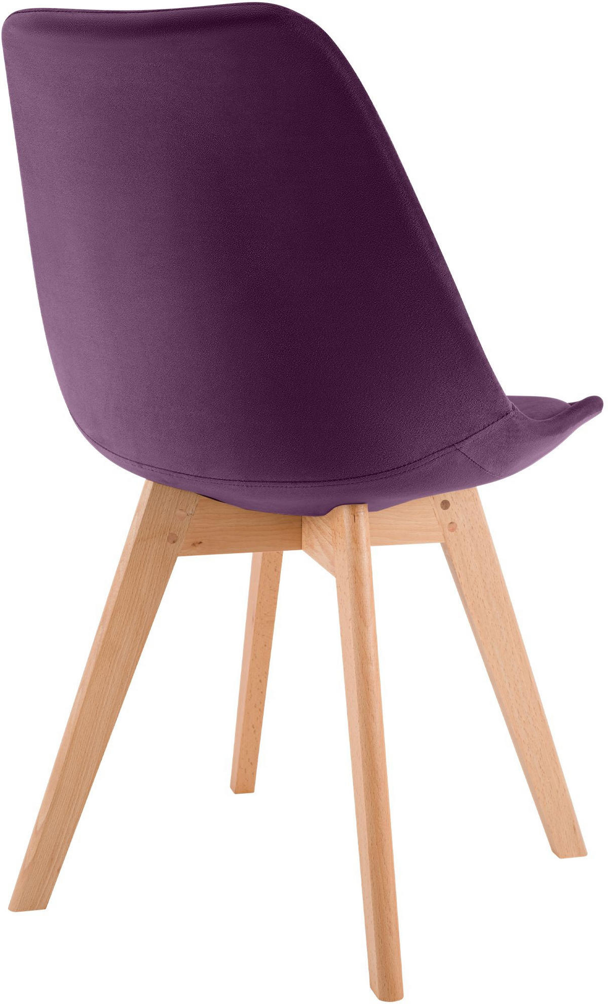 STUHL 4 Samt Lila - Eukalyptusholzfarben/Lila, Holz/Textil (49/83/50cm) - CLP