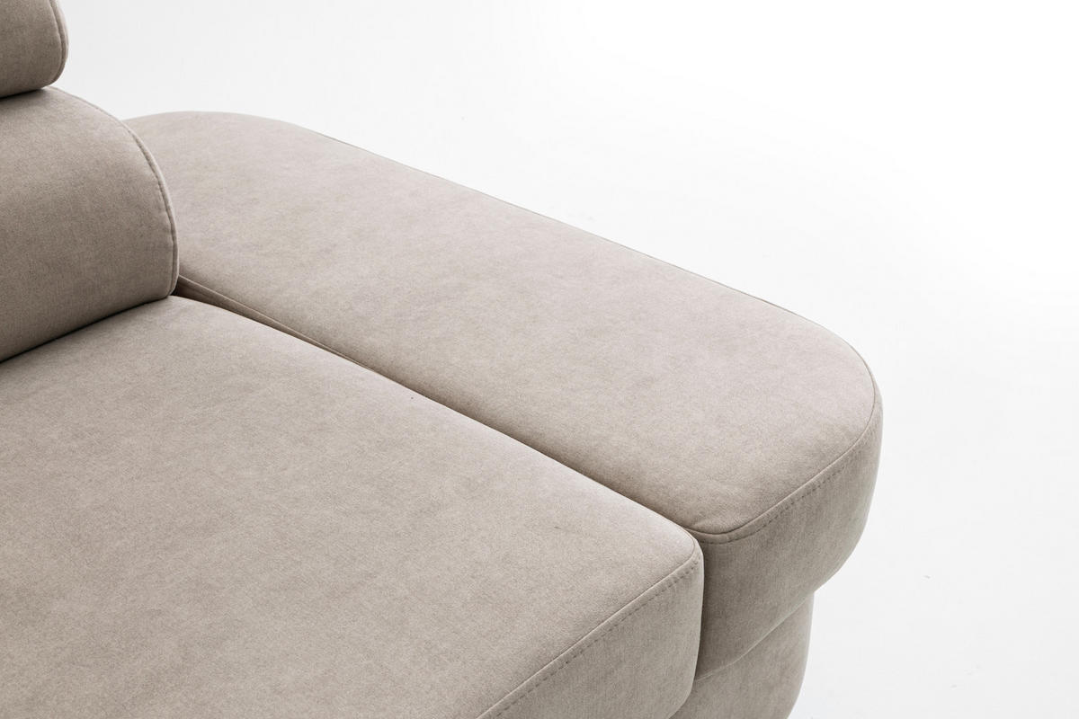 2-SITZER-SOFA PRIAM 206 cm Velours Creme - Creme/Schwarz, Holz/Textil (206/95/102cm) - Muffo