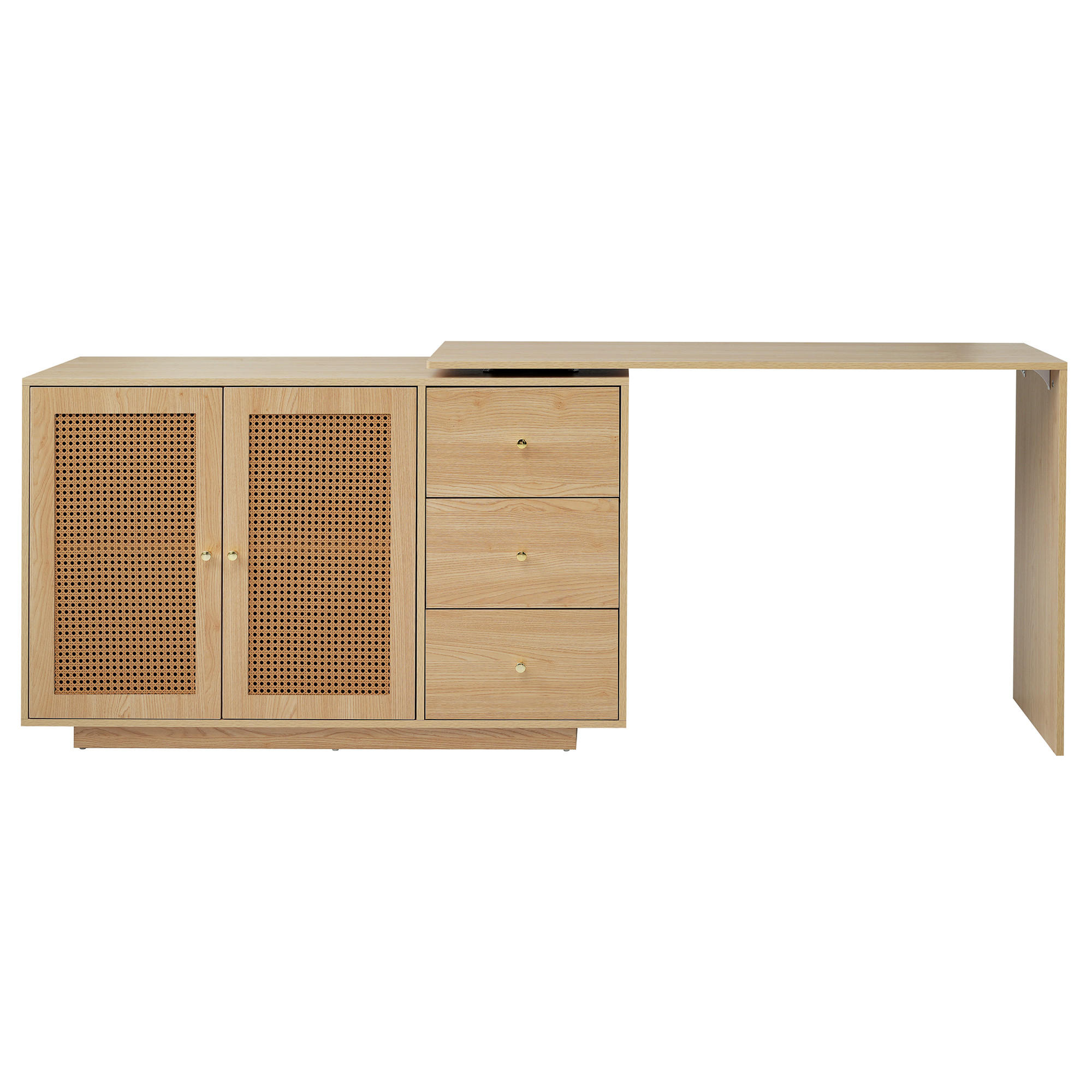SIDEBOARD mit Türen & Schubladen in Eichenoptik - Eichefarben, Holzwerkstoff (126/75/40cm) - Urban Meuble