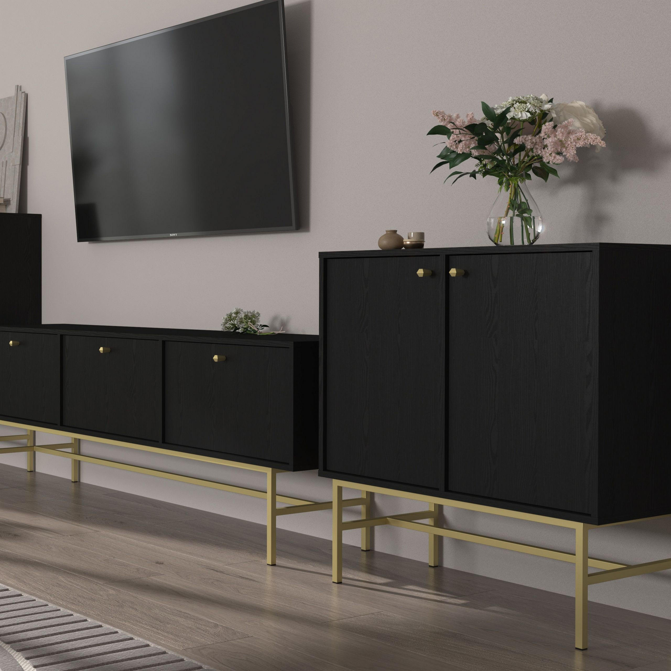 KOMMODE TORINO 84/86/41 cm mit 2 Türen Graphitfarben - Graphitfarben, Holzwerkstoff (84/86/41cm) - MASSENO