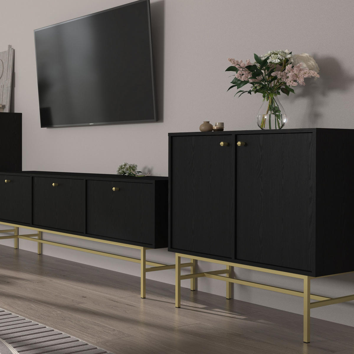 KOMMODE TORINO 84/86/41 cm mit 2 Türen Graphitfarben - Graphitfarben, Holzwerkstoff (84/86/41cm) - MASSENO