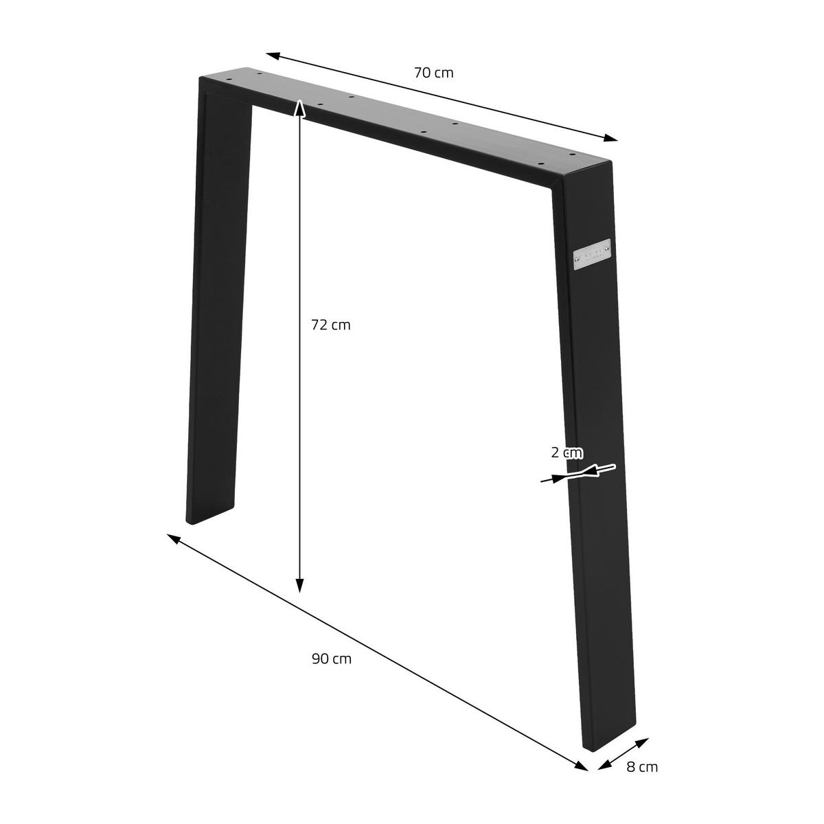 TISCHBEINE 2er Set Loft 90 x 72 cm Schwarz matt - Schwarz, Metall (72/8/90cm) - ML-DESIGN