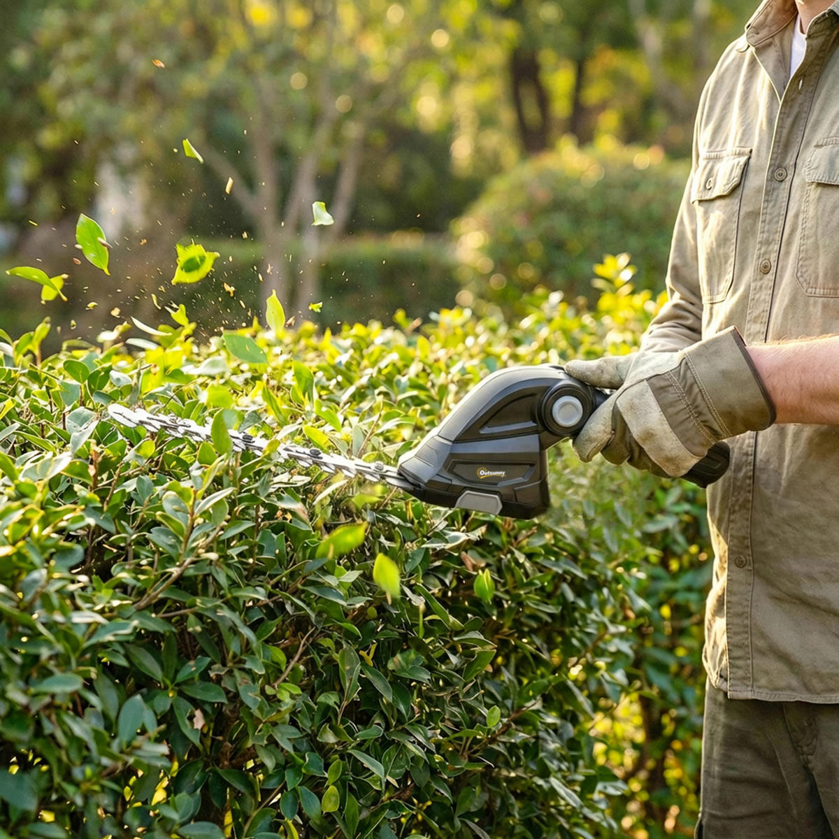 HECKENSCHERE ABS 65Mn Schwarz - Schwarz, Kunststoff (8.5/12/47cm) - Outsunny