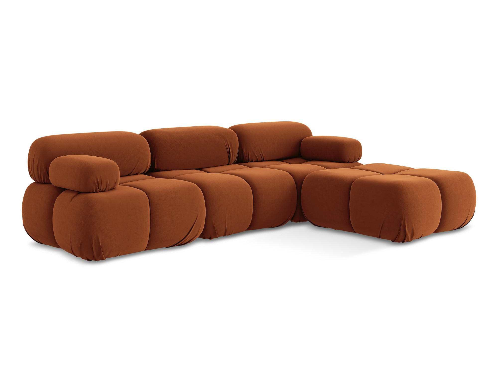 ECKSOFA Beidseitig Samt Stoff Orange - Beige/Terra cotta, Kunststoff/Textil (285/191cm) - Makamii