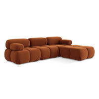 ECKSOFA Beidseitig Samt Stoff Orange - Beige/Terra cotta, Kunststoff/Textil (285/191cm) - Makamii
