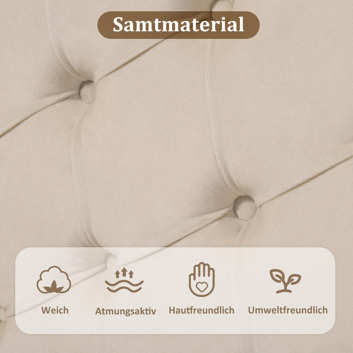 POLSTERBETT 90/200 cm mit Lattenrost und höhenverstellbarem Kopfteil aus Samt, Beige - Beige, Textil (90/200cm) - Redom