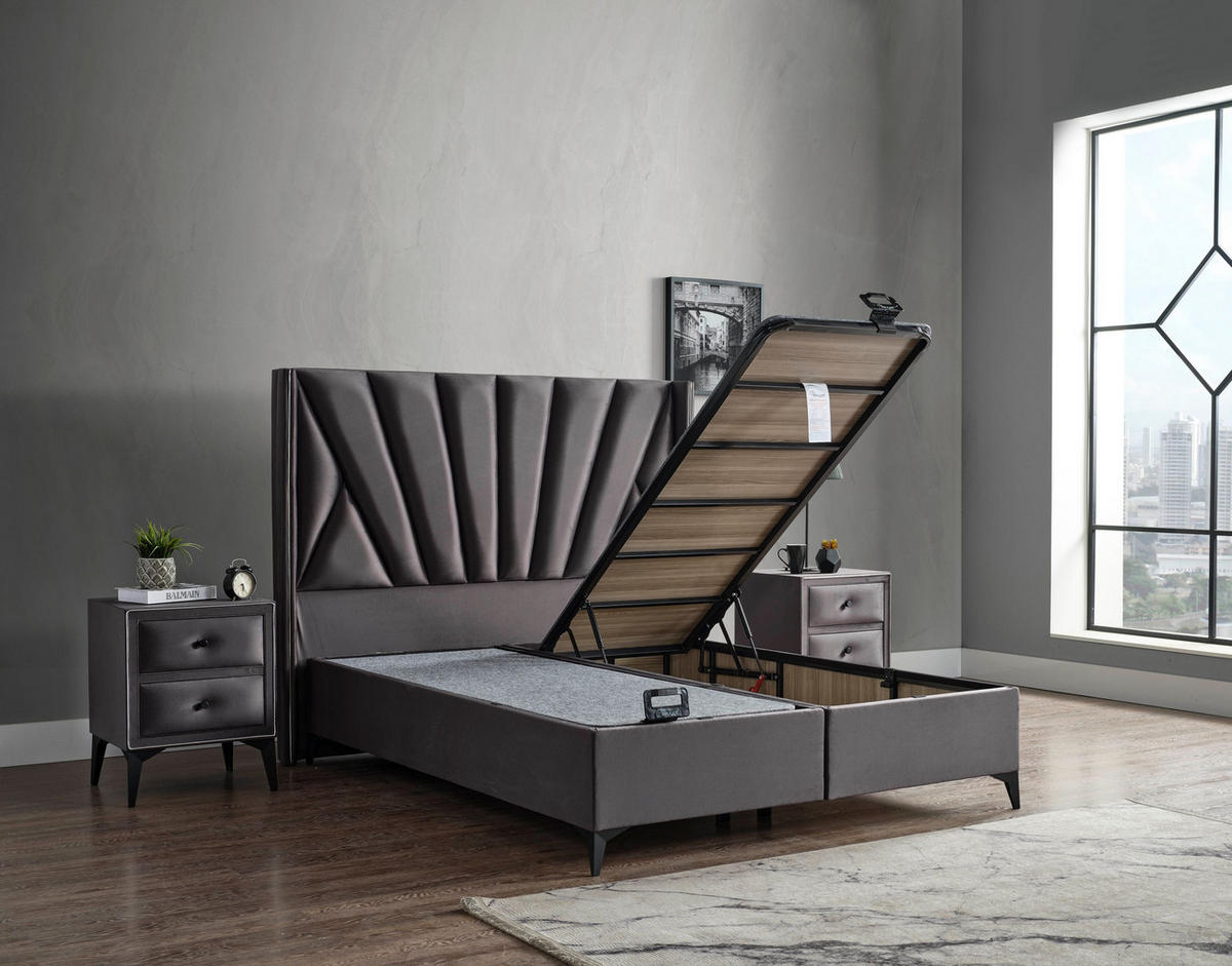 POLSTERBETT-SET Rhythm 180x200 Anthrazit - Bett inkl. Matratze - Anthrazit, Metall (180/200cm) - Villa Möbel