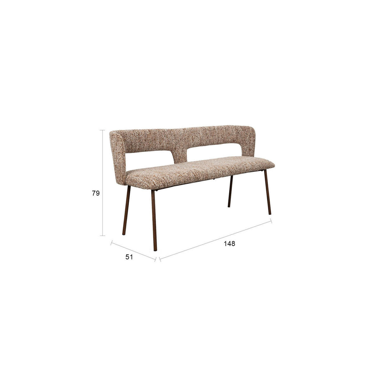 ESSZIMMERBANK Chelsea Braun - Braun, Kunststoff (148/79/51cm) - Housecraft Living