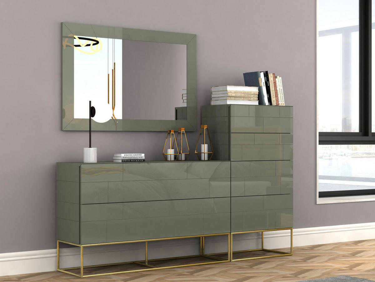 KOMMODE ROSE HILL Grün 60x40x117 cm - Grün, Holzwerkstoff (60/117/40cm) - FURNLUX