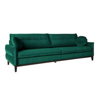 SOFA 3-SITZER Belweder Velours dunkelgrün - Wengefarben/Dunkelgrün, Holz/Textil (268/95/94cm) - Beautysofa