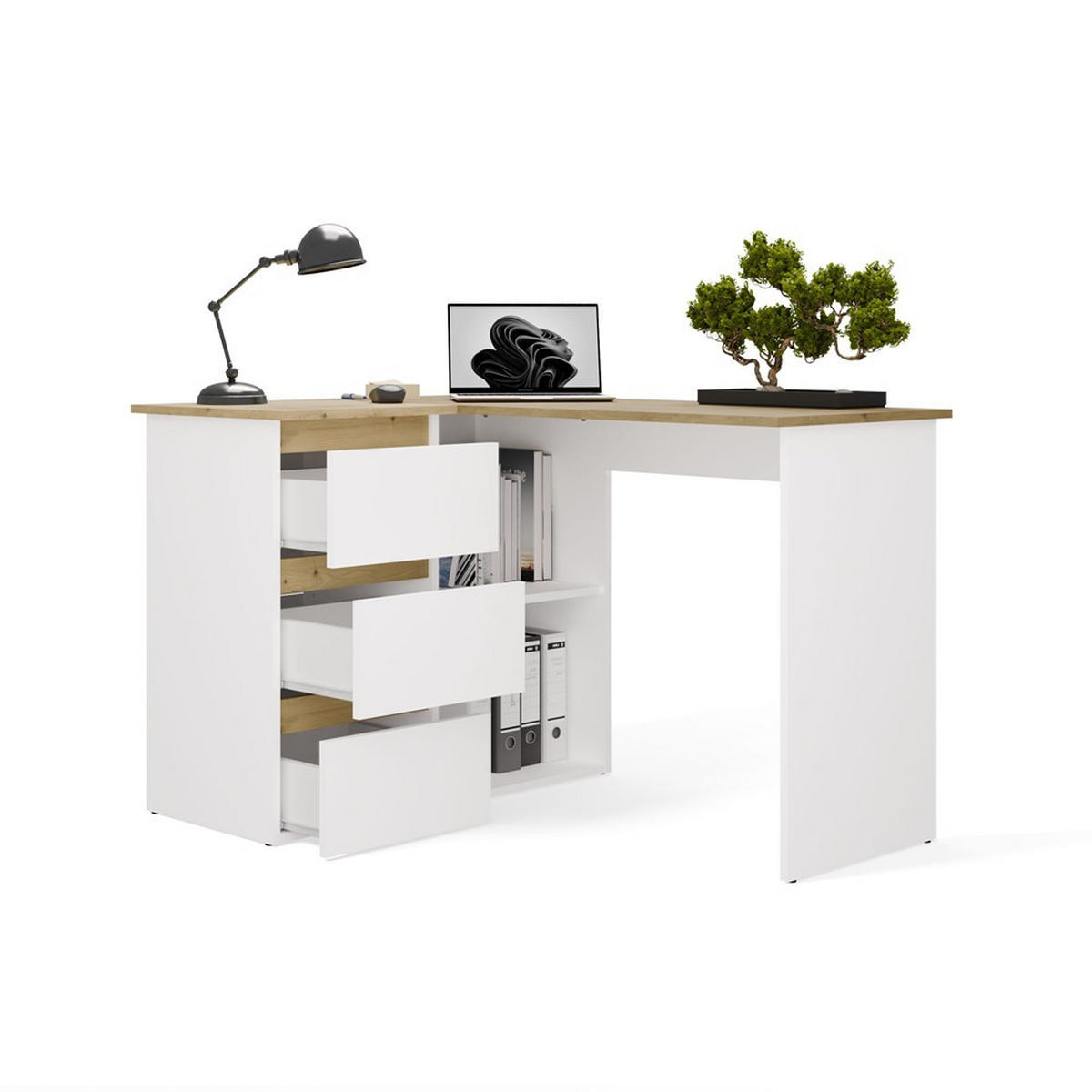 SCHREIBTISCH Weiß, Artisan Eiche 120/75/49 - Weiß/Eiche Artisan, Holzwerkstoff (49/120/75cm) - RAUMHIRSCH FURNITURE