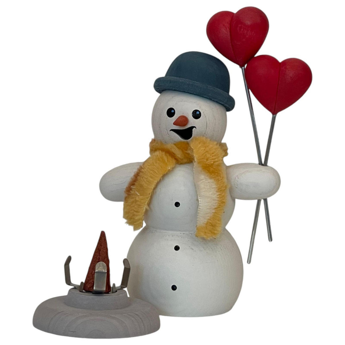 RÄUCHERFIGUR Räuchermännchen Schneemann mit Herzen 13 cm - Multicolor, Holz (6/13/10cm)