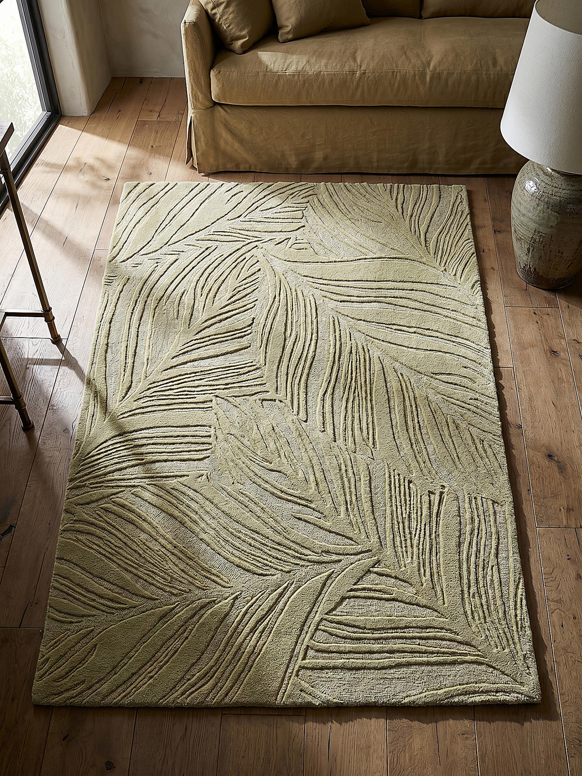 WOLLTEPPICH LEVEN, floral, Grün-Beige, 120 x 170 cm - Grün, Textil (120/170cm) - KADIMA DESIGN