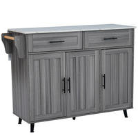 KÜCHENWAGEN mit Klapptisch 129 x 71 x 91,5 cm Grau Weiß - Grau, Holz (46/91.5/129cm) - Beauniv