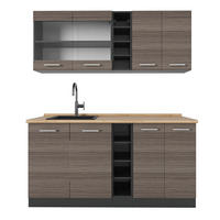 SINGLEKÜCHE R-Line Edelgrau/Anthrazit 160 cm ohne Arbeitsplatte - Anthrazit/Braun, Holzwerkstoff (160/81.6/46cm) - Vicco