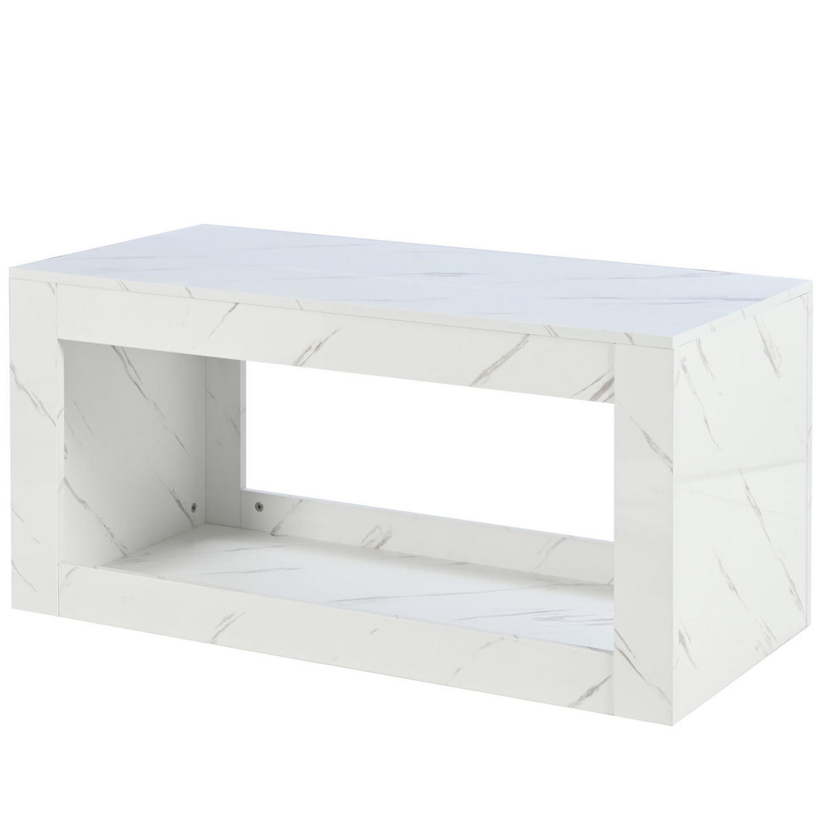 COUCHTISCH 100/50/50 cm in Weiß mit LED-Beleuchtung und offenem Stauraum - Weiß, Holzwerkstoff (100/50/50cm) - Flora Grace