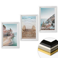 WANDBILDER 3er-Set - 40x60 cm Weißer Rahmen - Sommerliche Strandansichten in Pastellfarben - Weiß, Kunststoff (40/60cm) - ArtPrintCave