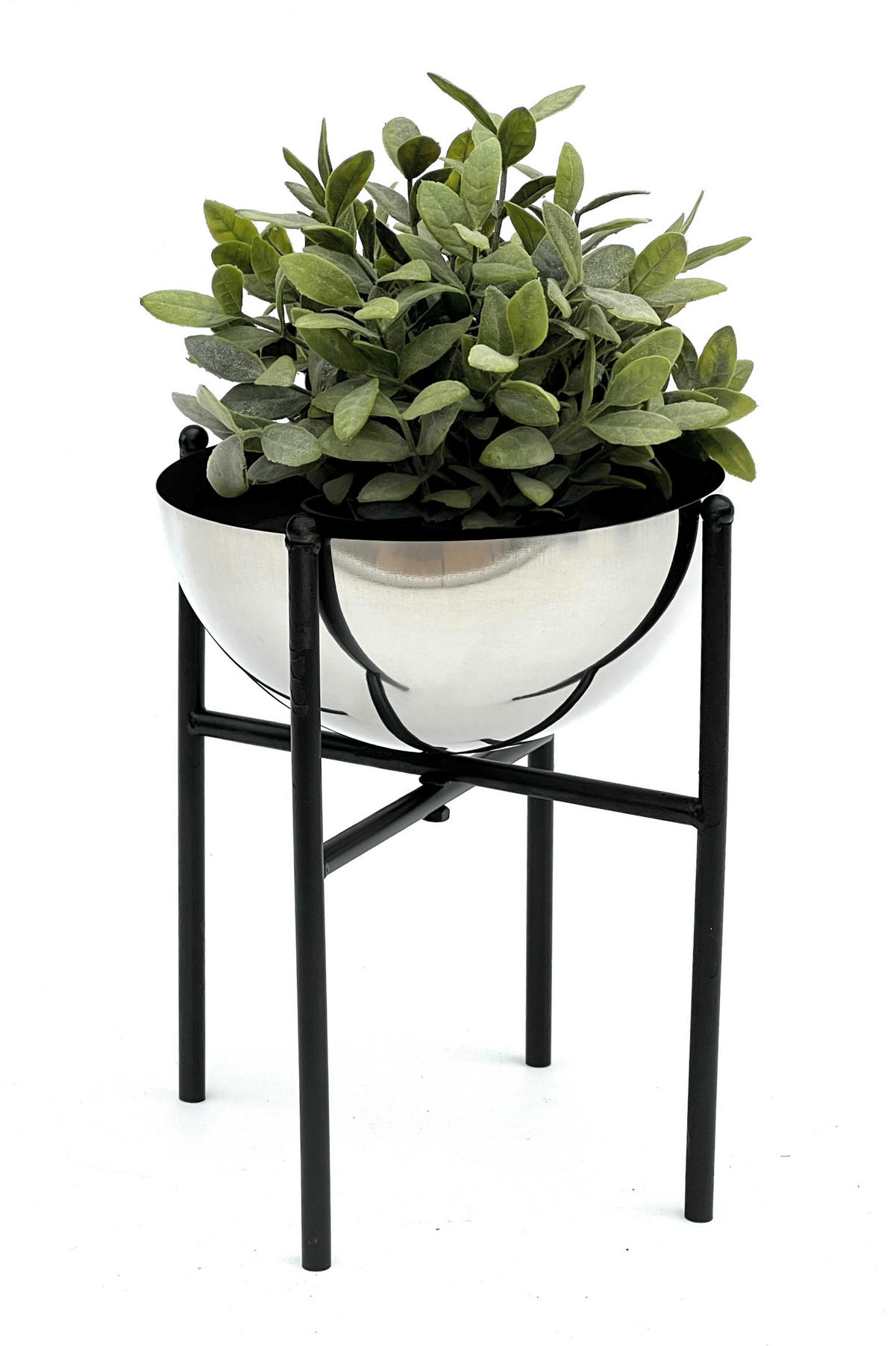 BLUMENHOCKER Metall mit Topf Schwarz Silber 25 cm 96257 S - Schwarz, Metall (15/25/15cm) - DanDiBo