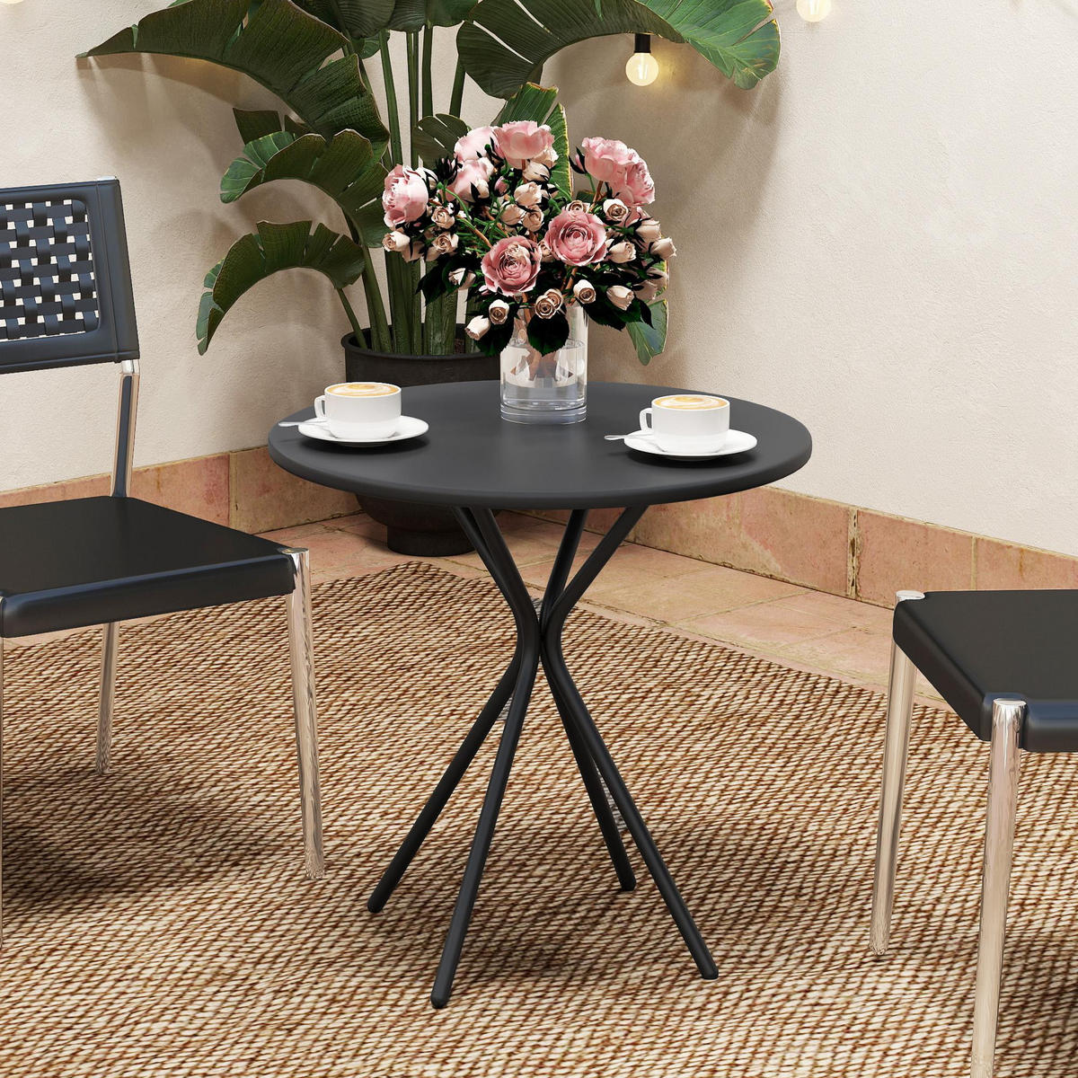 GARTENTISCH DE-14134 Ø60 cm Schwarz - Schwarz, Metall (60/60/70cm) - ComfortXL