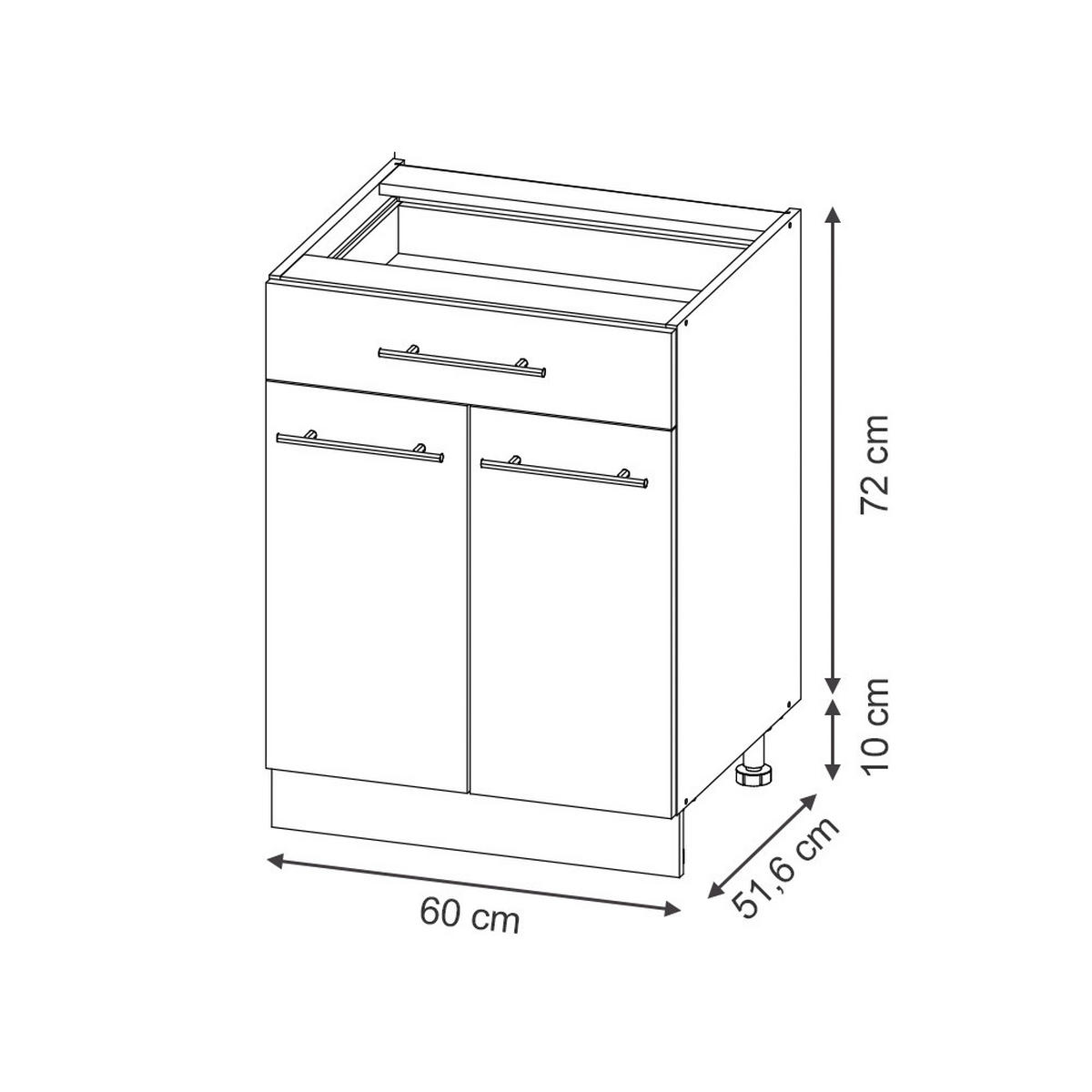 KÜCHENUNTERSCHRANK Fame-Line, Schwarz gestreift, 60 cm mit Schublade, AP Eiche - Eiche Wotan/Schwarz, Holzwerkstoff (60/82/60cm) - Vicco