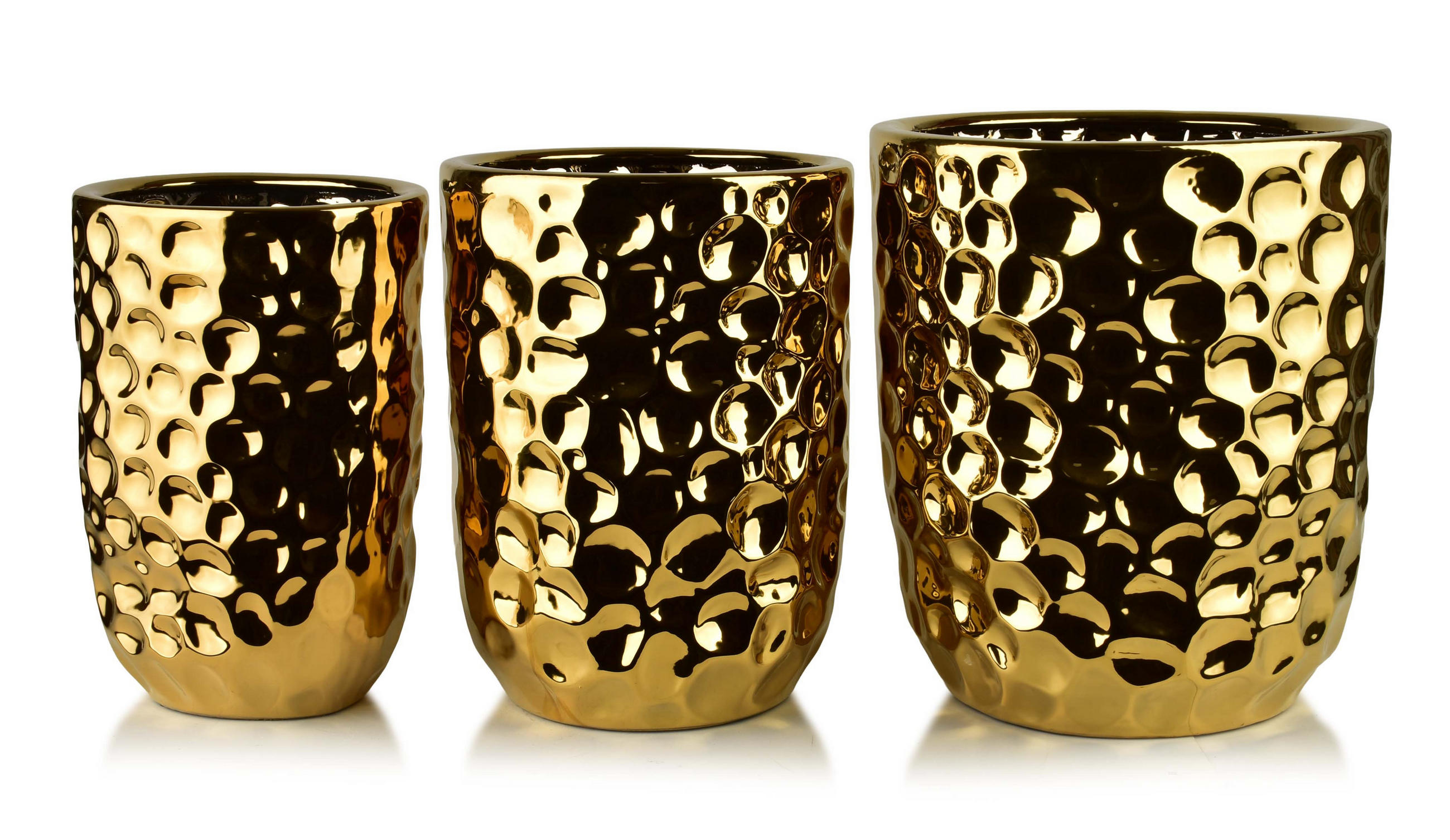 ÜBERTOPF-SET Neva Gold 3-tlg Gold Keramik - Goldfarben, Keramik (40/47/40cm) - Mondex