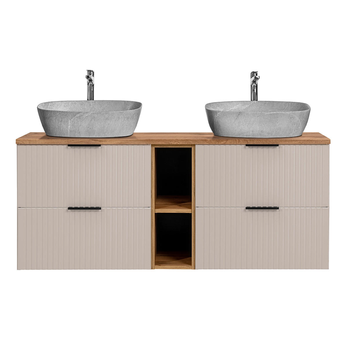 DOPPELWASCHTISCH 140.8cm Adriel Beige - Beige, Holzwerkstoff (140.8/59/46cm) - Petits-meubles