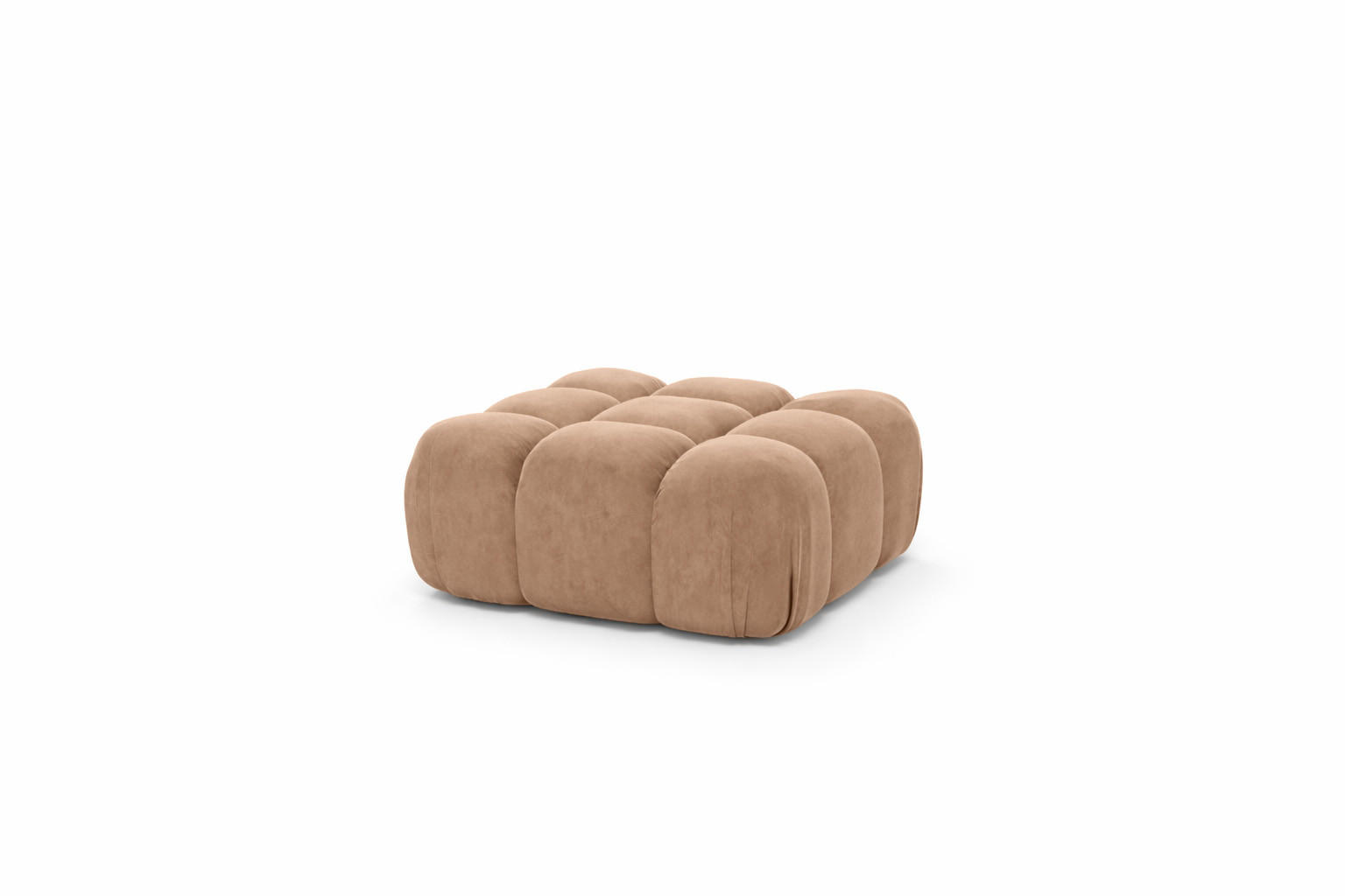 HOCKER Modularer, Veloursstoff Salvador, Dunkelbeige, Selia - Beige, Holz (95/40/95cm) - Kaiser Möbel