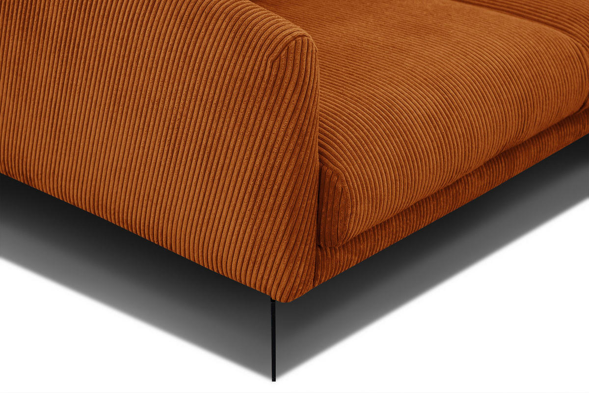 SOFA VILT 3-Sitzer, orange - Schwarz/Orange, Holzwerkstoff/Kunststoff (202/89/94cm) - Courtois Laville