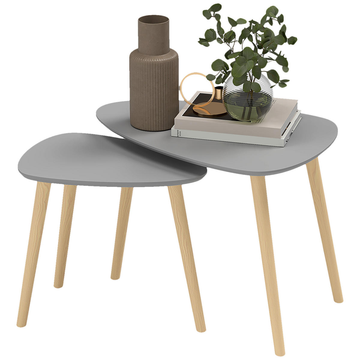 BEISTELLTISCH Grau 2 Stück - Grau, Kunststoff (59.5/39.5/45cm) - GiPP