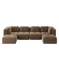 4-SITZER Sofa 386×177×69 cm Cordstoff rahmenlos modular mit 2 Ottomanes, braun - Braun, Textil (177/69/386cm)