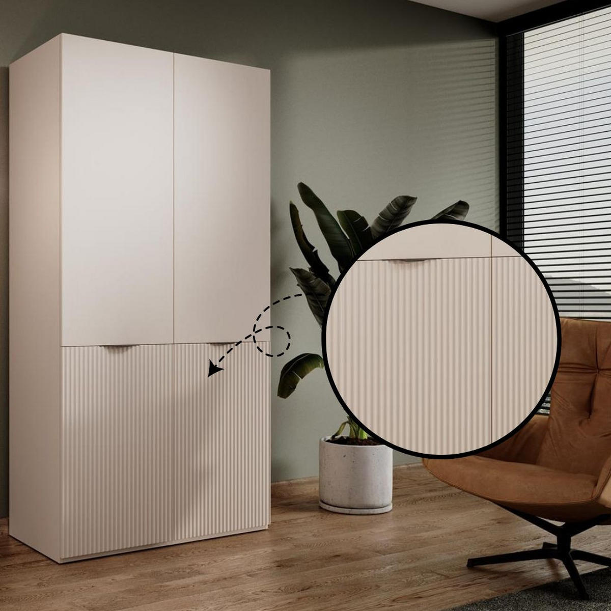 KLEIDERSCHRANK Sandbox Nova Beige, Drehtürenschränk - Beige, Holzwerkstoff (101/200/51cm) - Bettso