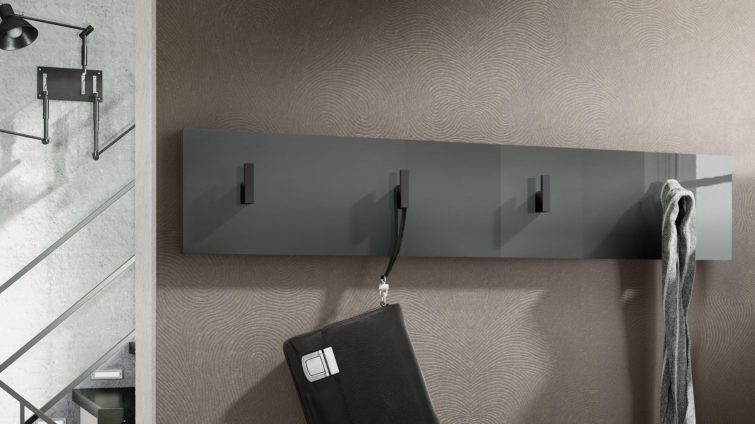 GARDEROBENPANEEL Linea Grau Hochglanz - Grau, Holzwerkstoff (72.5/14.5/3.5cm) - Vladon