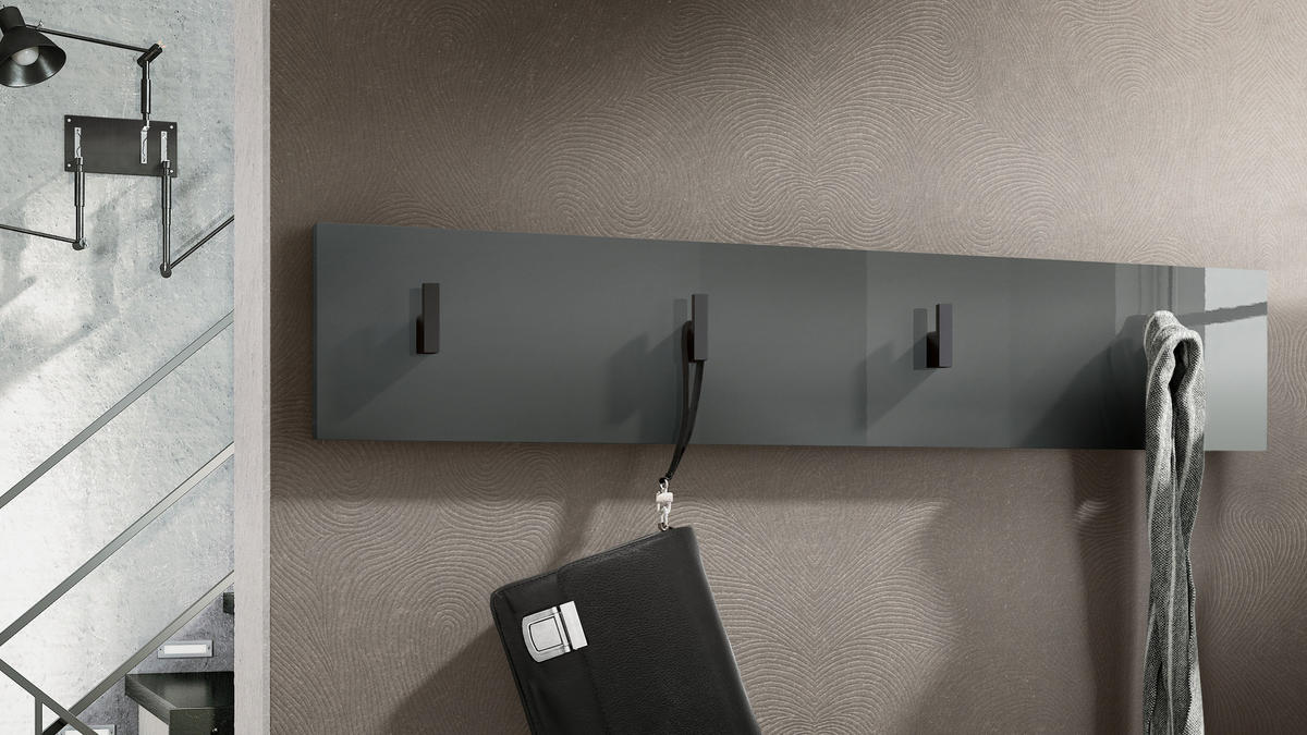 GARDEROBENPANEEL Linea Grau Hochglanz - Grau, Holzwerkstoff (72.5/14.5/3.5cm) - Vladon