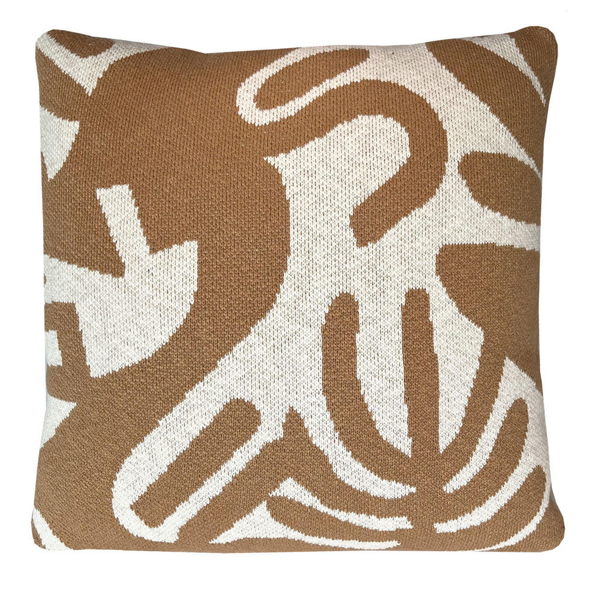 DEKOKISSEN Flora gestrickt karamell 50x50 - Creme, Textil (50/50/12cm) - Malagoon